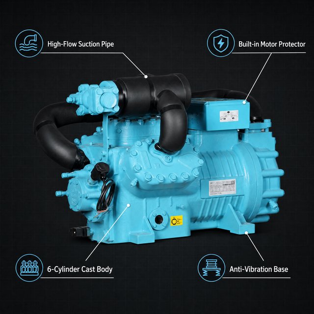 저온 30HP 2단 냉동 압축기 YBF6F-30.2DS